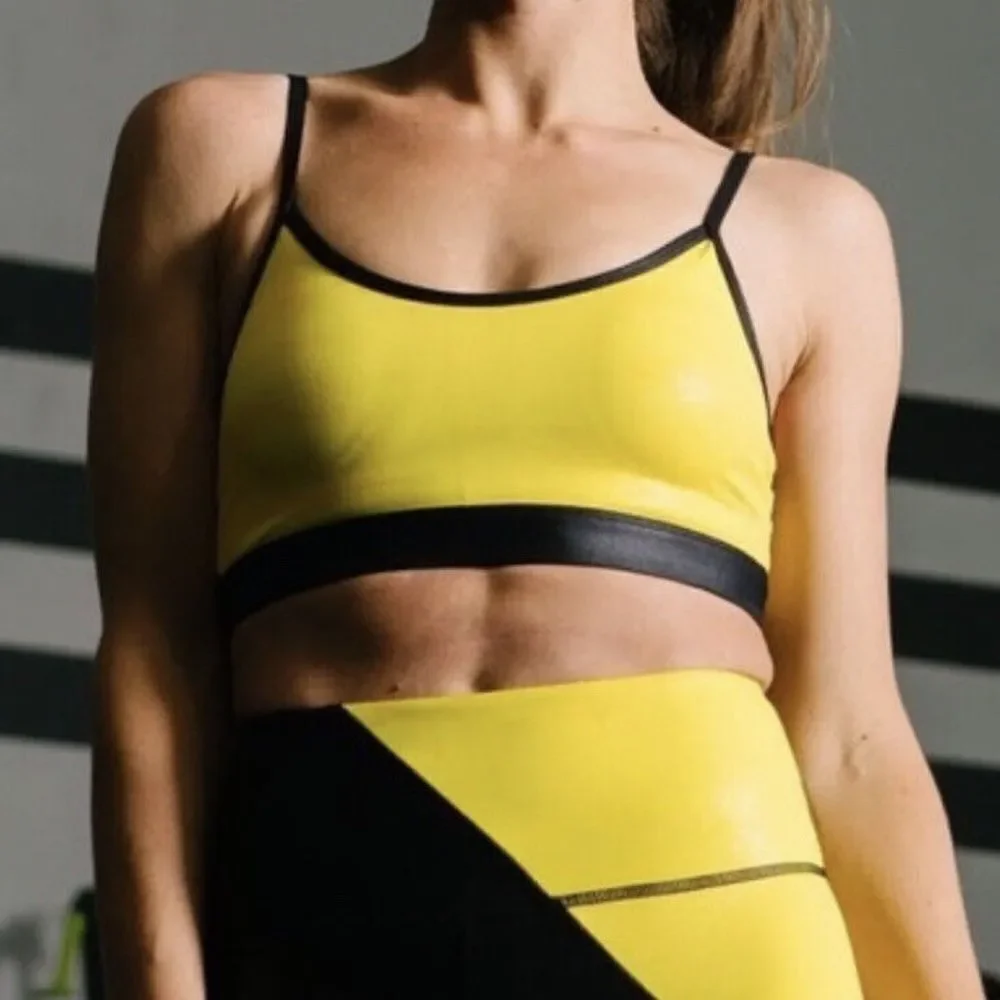 NWT Zyia Active Womens Yellow Light N Tight Adjustable Strap Sports Bra‎ XXL